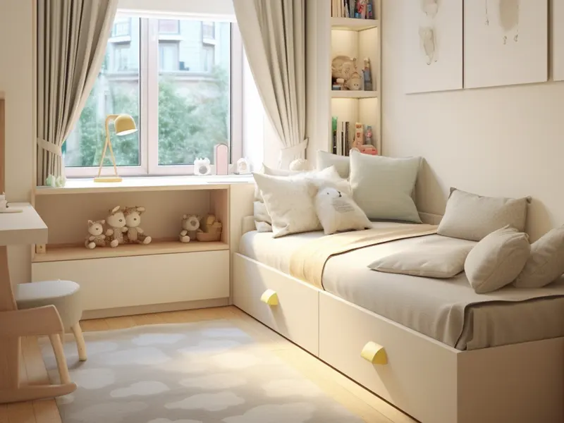Conjunto de quarto infantil confortável e atraente